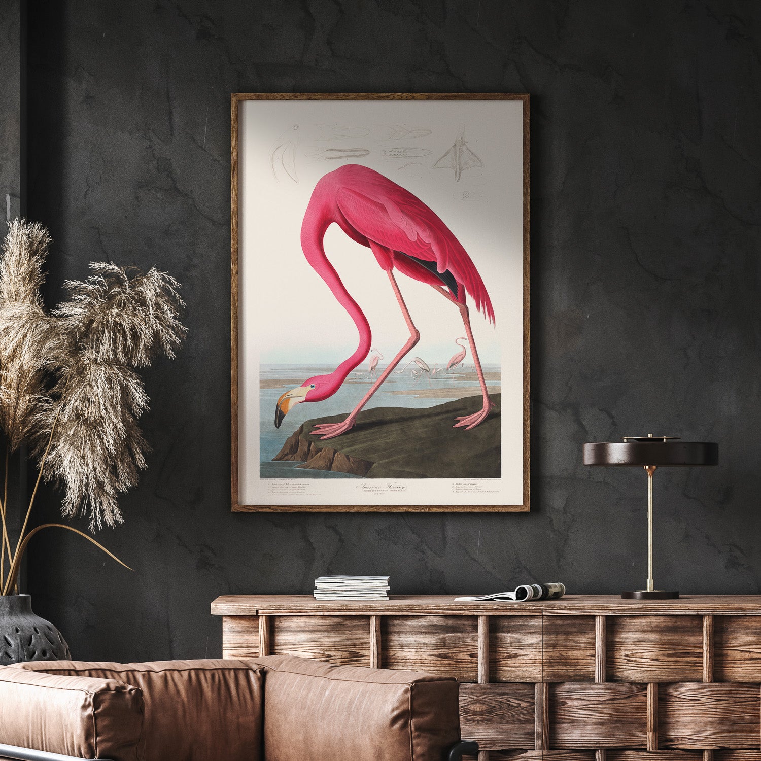 Tavla med Rosa Flamingo poster vintage illustration konst