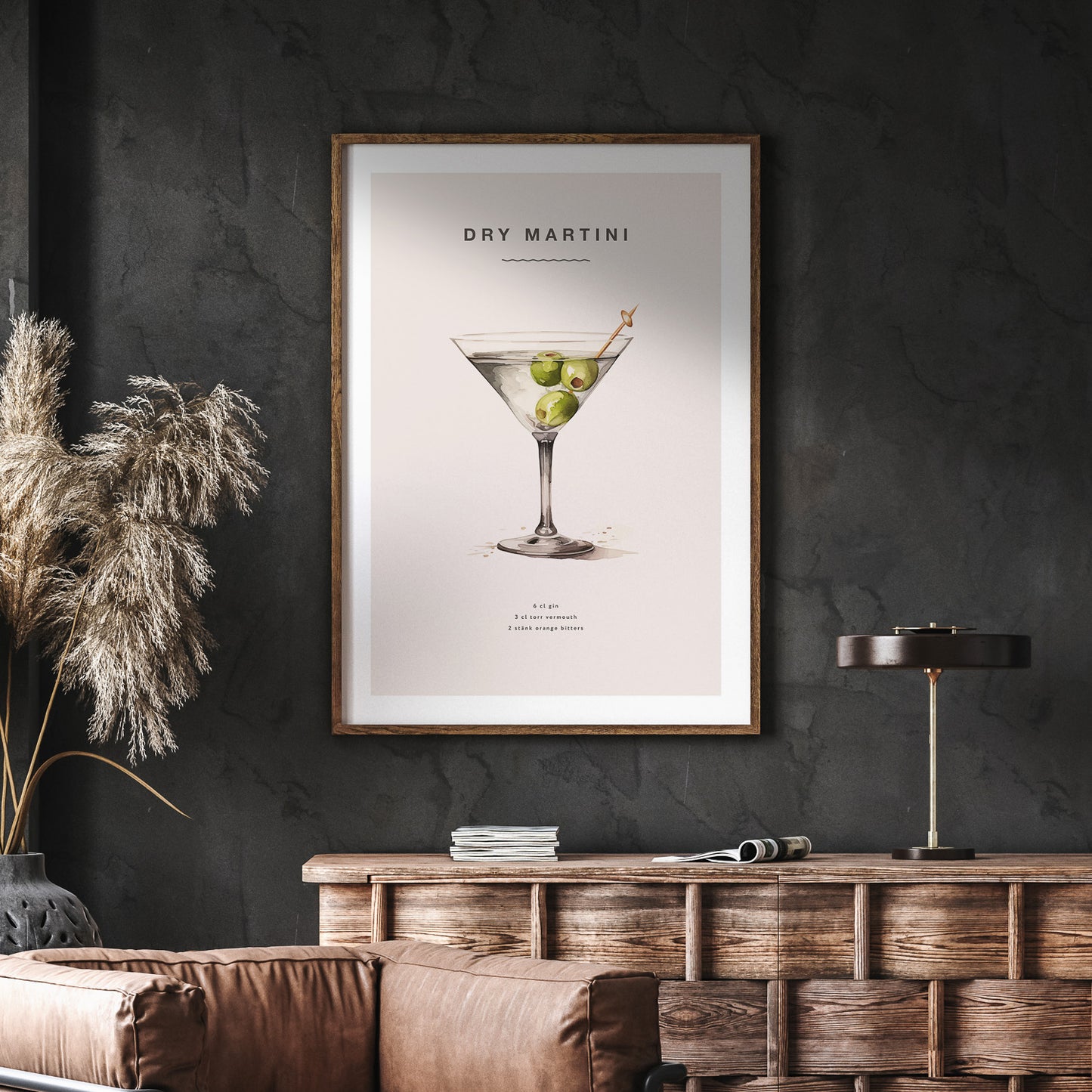 Tavla med en Dry Martini Poster – Affisch med drink, drinkposter med cocktail, Dry Martini recept poster