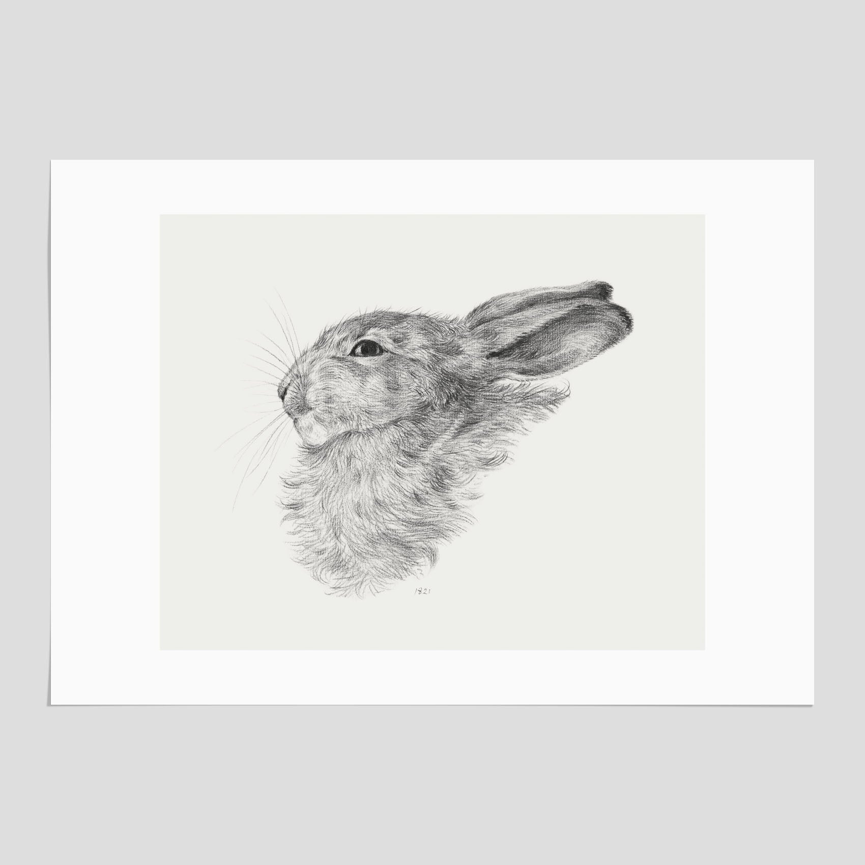 Vintageposter som föreställer en svartvit illustration av en kanin